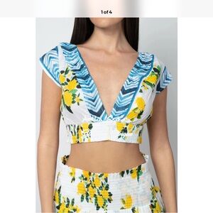 Antica Sartoria 2025 Lemon & Blue Stripe 2Pcs Top Skirt NWT